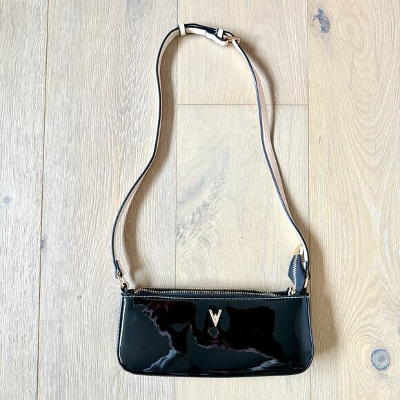 Vanessa Williams Patent Leather Baguette Bag Black NYT Shoulder Purse - Picture 1 of 8